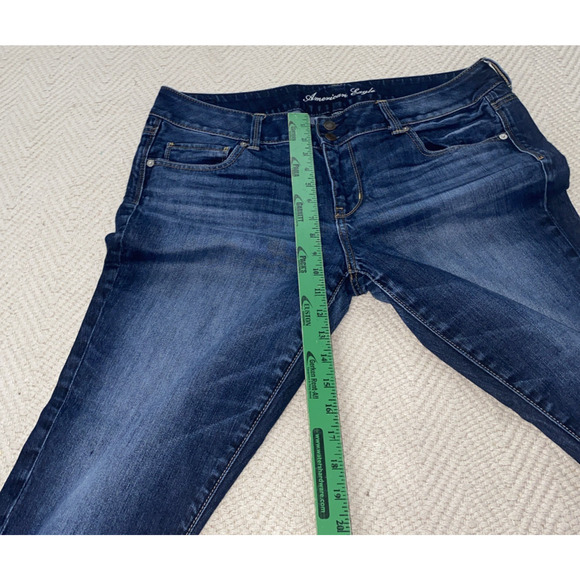 American Eagle Stretch Artist Cropped Blue Jeans Women’s Size 16 Regular Denim - Picture 5 of 9